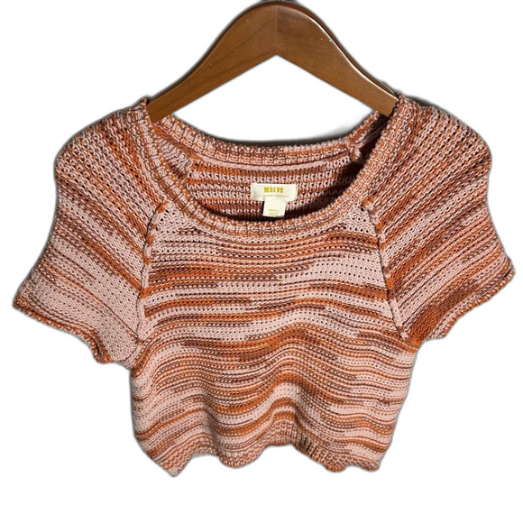 Maeve By Anthropologie Orange Space-Dye Ada Cotton Crew Neck Sweater Size Small - Picture 13 of 13